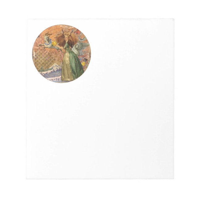 Capricorn Woman Goat Whimsical Fun Notepad (Front)