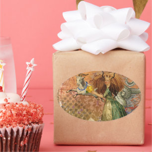 Capricorn Woman Goat Whimsical Fun Oval Sticker