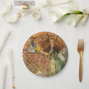 Capricorn Woman Goat Whimsical Fun Paper Plate