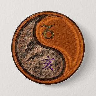 Capricorn & Wood Boar 7.5 Cm Round Badge