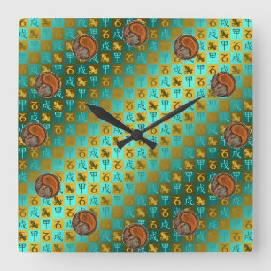 Capricorn & Wood Dog Square Wall Clock