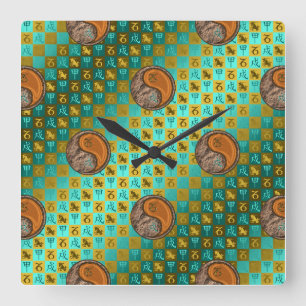Capricorn & Wood Dog Square Wall Clock