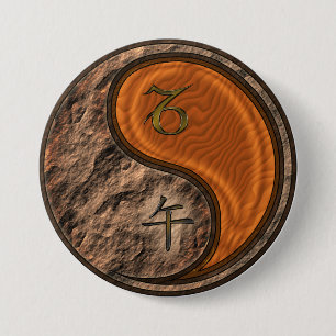 Capricorn & Wood Horse 7.5 Cm Round Badge