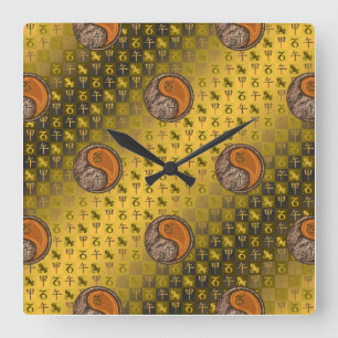 Capricorn & Wood Horse Square Wall Clock