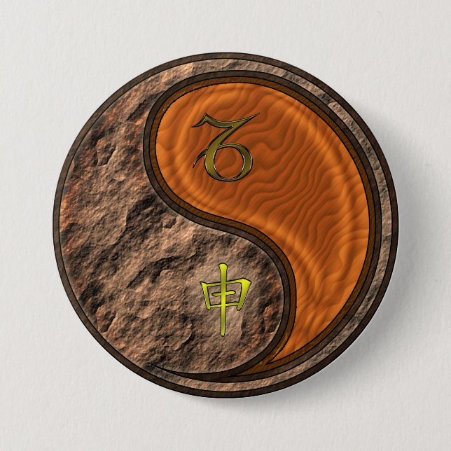 Capricorn & Wood Monkey 7.5 Cm Round Badge (Front)