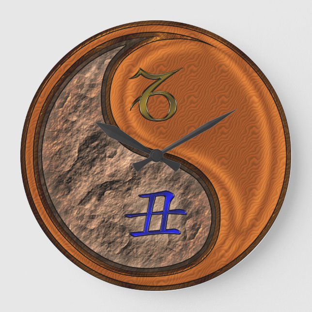 Capricorn & Wood Ox Acrylic Keychain Large Clock (Front)