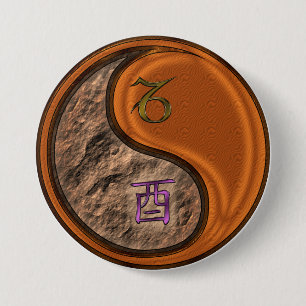 Capricorn & Wood Rooster 7.5 Cm Round Badge