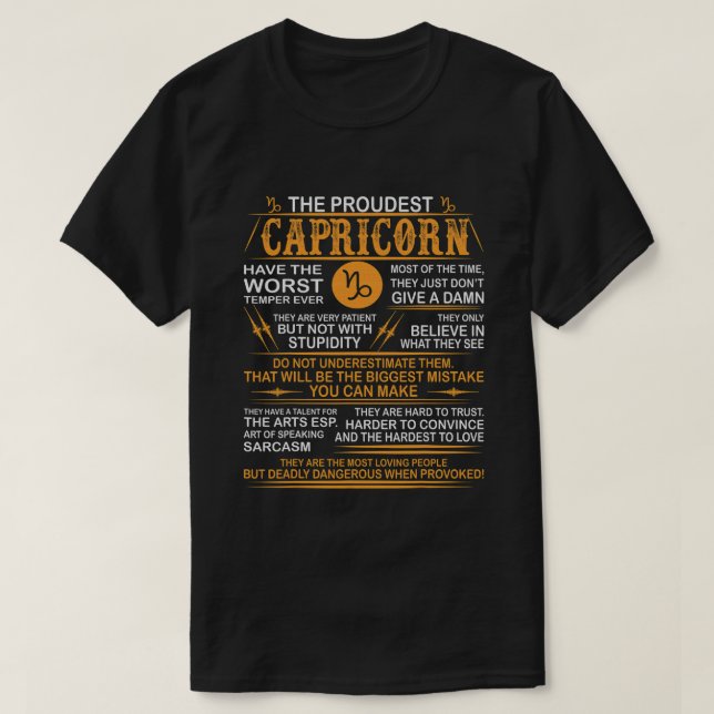 Capricorn Worst Temper Dangerous When Provoked T-Shirt (Design Front)