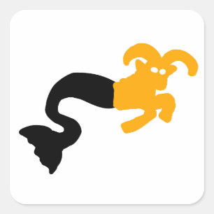 Capricorn Yellow Sea Goat Black Tail Square Sticker