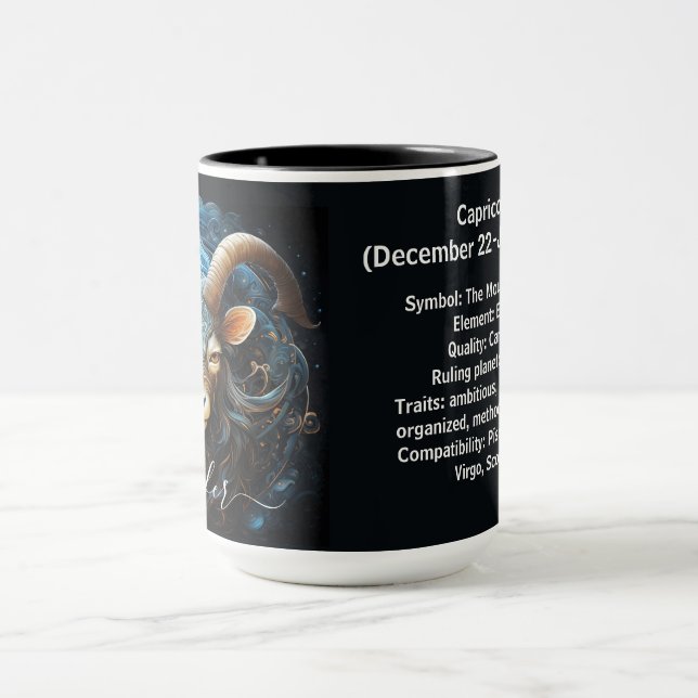Capricorn Zodiac Art for December 22–January 19  Mug (Center)