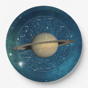 Capricorn Zodiac Astrological Sign - Planet Saturn Paper Plate