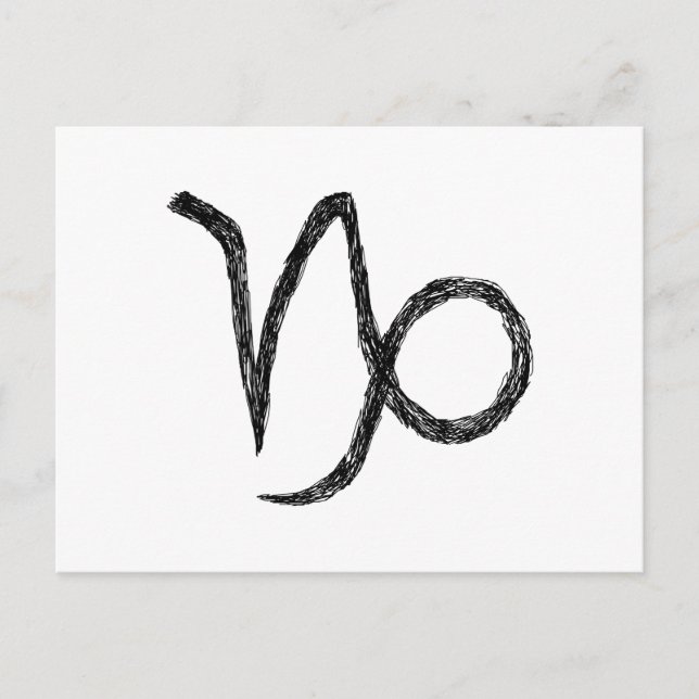 Capricorn. Zodiac Astrology Sign. Black. Postcard (Front)