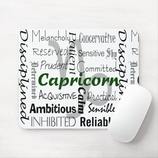 Capricorn Zodiac Astrology Traits Collage Mouse Mat (With Mouse)