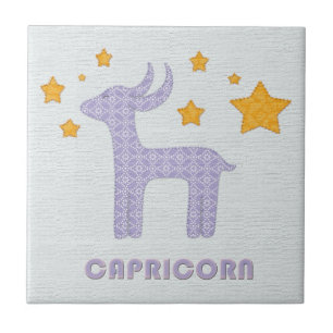 Capricorn zodiac baby blue tile