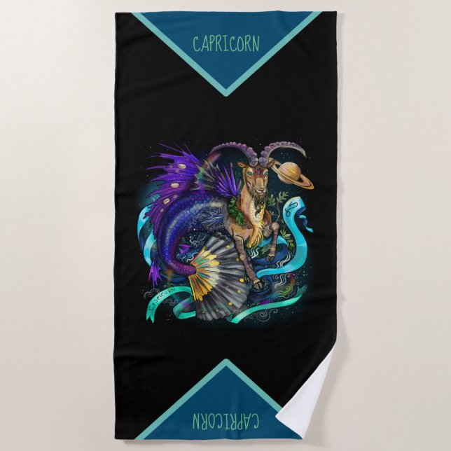 Capricorn Zodiac Beach Towel (Front)