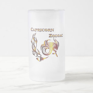 Capricorn Zodiac Beer Glass Frosted Glass Beer Mug