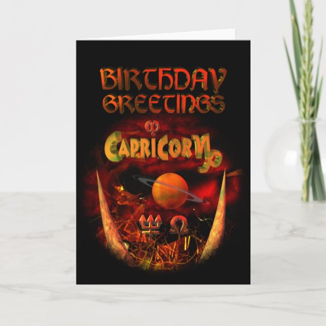 Capricorn Zodiac Birthday Greetings by Valxart Card (Front)