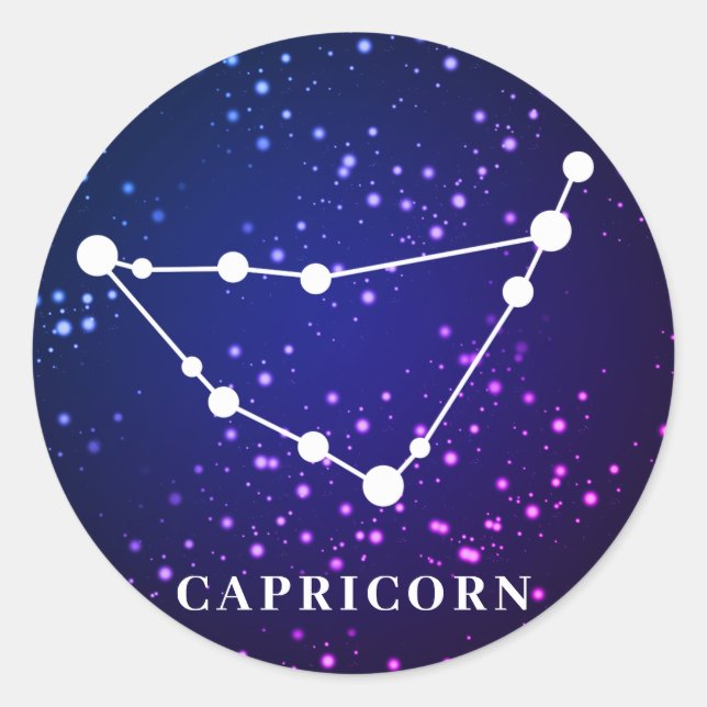 Capricorn Zodiac Constellation Design Classic Round Sticker (Front)