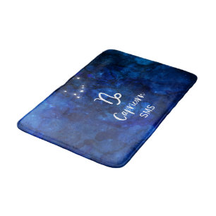 Capricorn Zodiac Constellation Galaxy Sky Monogram Bath Mat