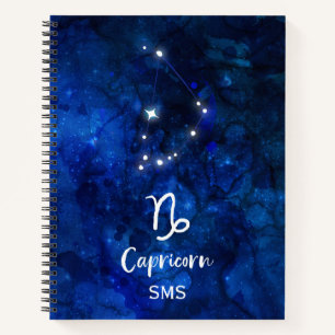 Capricorn Zodiac Constellation Galaxy Sky Monogram Notebook