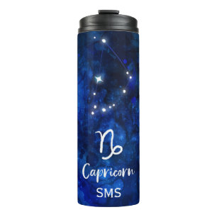Capricorn Zodiac Constellation Galaxy Sky Monogram Thermal Tumbler