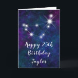 Capricorn Zodiac Constellation Happy Birthday Card<br><div class="desc">This cosmic and celestial birthday card can be personalised with a name or title such as mum, daughter, granddaughter, niece, friend etc. The design features the Capricorn zodiac constellation on a dark blue and purple watercolor galaxy background with scattered stars. The text combines handwritten script and modern serif fonts for...</div>