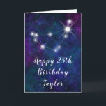 Capricorn Zodiac Constellation Happy Birthday Card<br><div class="desc">This cosmic and celestial birthday card can be personalised with a name or title such as mum, daughter, granddaughter, niece, friend etc. The design features the Capricorn zodiac constellation on a dark blue and purple watercolor galaxy background with scattered stars. The text combines handwritten script and modern serif fonts for...</div>