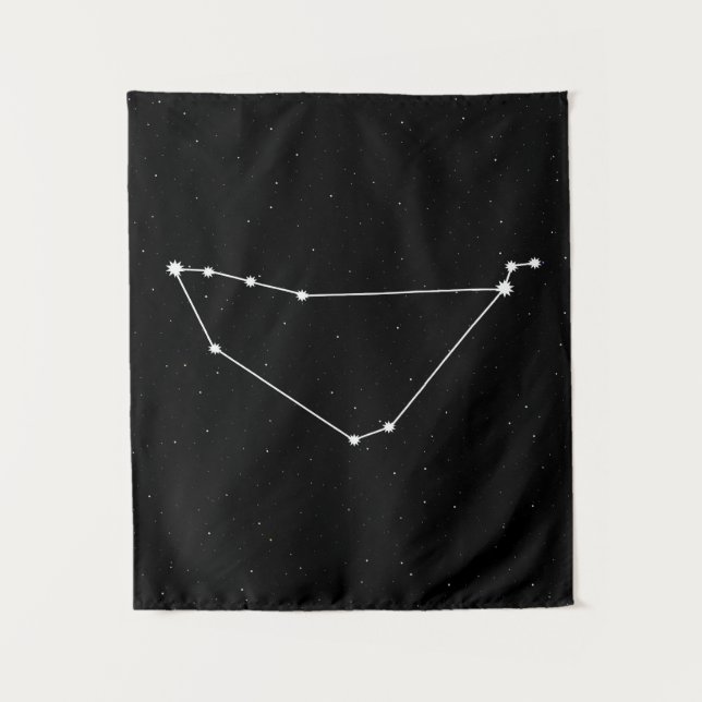 Capricorn Zodiac Constellation Modern Black & Whit Tapestry (Front)
