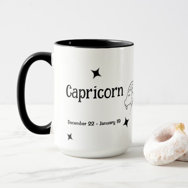 Capricorn Zodiac December January Birthday Gift Mug (With Donut)