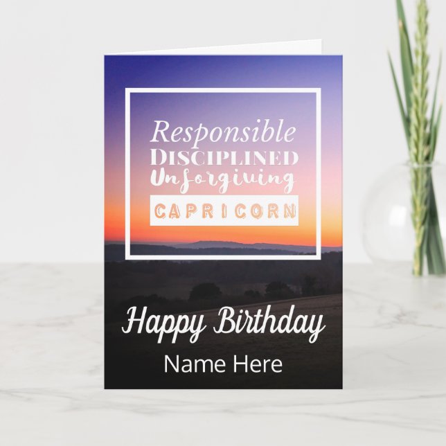 Capricorn Zodiac Fun Characteristics Birthday Card (Front)