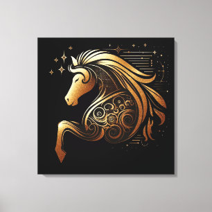 Capricorn Zodiac Gold Horse Astrology Canvas Print