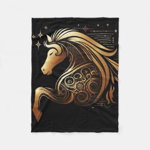 Capricorn Zodiac Gold Horse Astrology Fleece Blanket