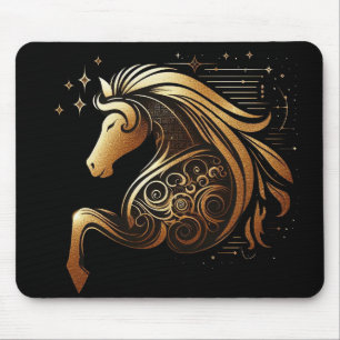 Capricorn Zodiac Gold Horse Astrology Mouse Mat