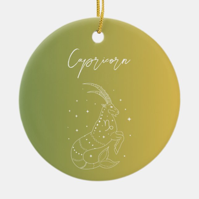 Capricorn zodiac horoscope star sign gradient ceramic tree decoration (Front)