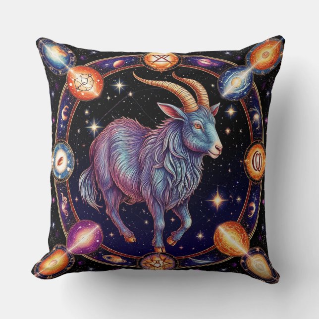 Capricorn Zodiac Illustration Cushion (Front)