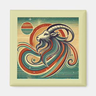 Capricorn Zodiac Magnet Retro Style