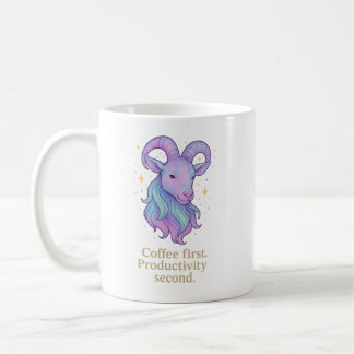 Capricorn Zodiac Mug – Coffee First, Productivity 