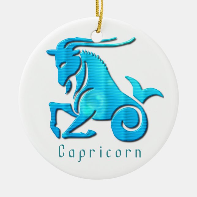 Capricorn Zodiac Orament Ceramic Tree Decoration (Front)