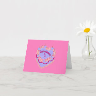 Capricorn Zodiac Pastel Heart Birthday Cake Card