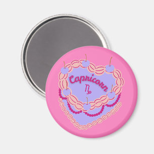 Capricorn Zodiac Pastel Heart Birthday Cake Magnet