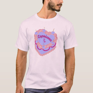 Capricorn Zodiac Pastel Heart Birthday Cake T-Shirt