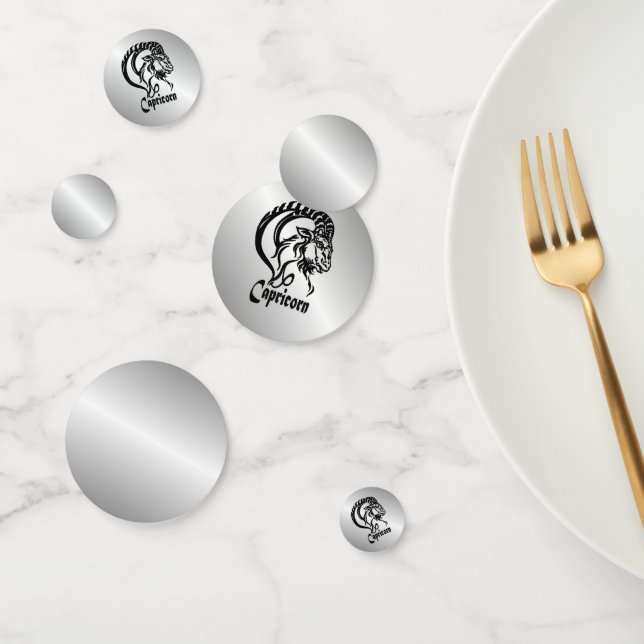 Capricorn Zodiac Sign and Symbol Silver Confetti (Group)