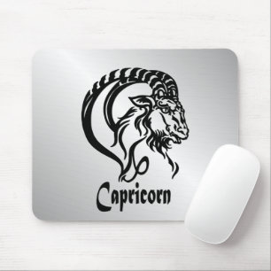 Capricorn Zodiac Sign and Symbol Silver Mouse Mat