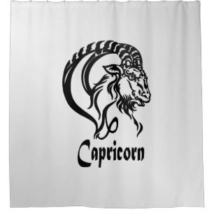 Capricorn Zodiac Sign and Symbol Silver Shower Curtain