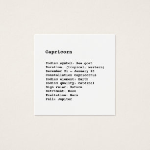 Capricorn Zodiac Sign Astrology black white card