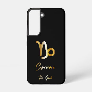 Capricorn Zodiac Sign, Black & Gold  Samsung Galaxy Case