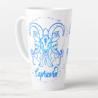 Capricorn zodiac sign bright light blue glitter latte mug