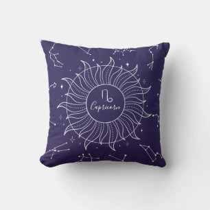 Capricorn Zodiac Sign Celestial Dark Navy Cushion