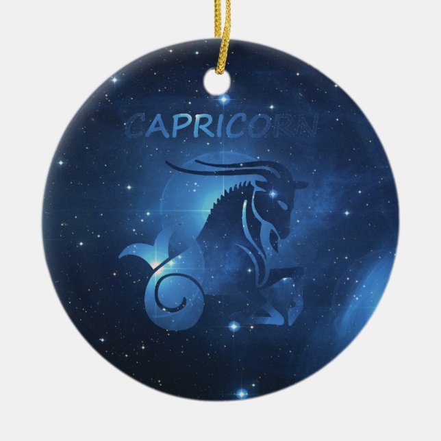 Capricorn zodiac sign ceramic tree decoration (Front)