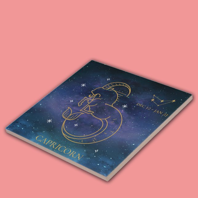 Capricorn Zodiac Sign Constellation Decorative  Tile (Capricorn Zodiac Sign Constellation Decorative Ceramic Tile)